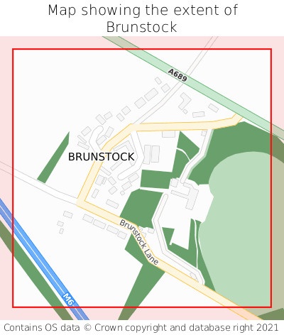 Map showing extent of Brunstock as bounding box