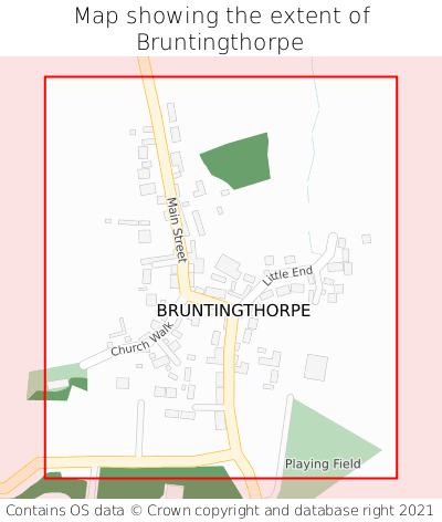 Map showing extent of Bruntingthorpe as bounding box