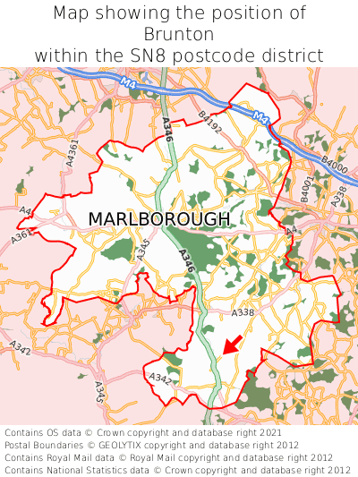 Map showing location of Brunton within SN8