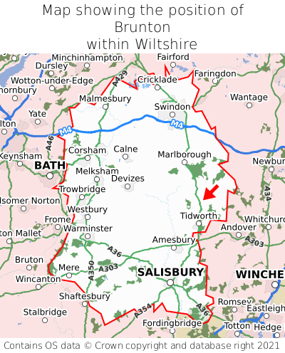Map showing location of Brunton within Wiltshire