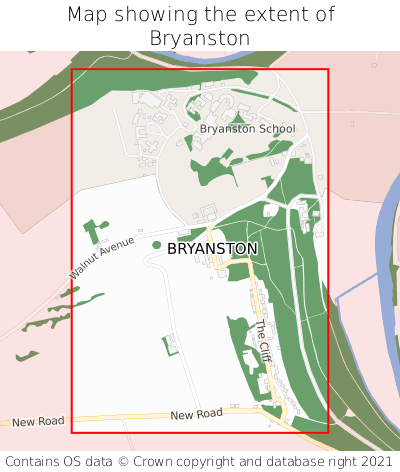 Map showing extent of Bryanston as bounding box