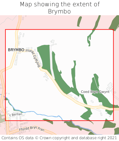 Map showing extent of Brymbo as bounding box
