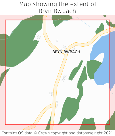 Map showing extent of Bryn Bwbach as bounding box