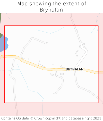 Map showing extent of Brynafan as bounding box