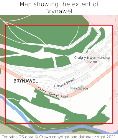 Map showing extent of Brynawel as bounding box
