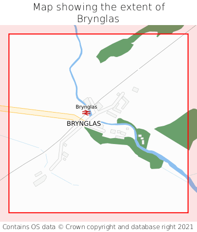 Map showing extent of Brynglas as bounding box