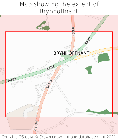 Map showing extent of Brynhoffnant as bounding box