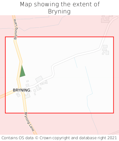 Map showing extent of Bryning as bounding box
