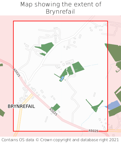 Map showing extent of Brynrefail as bounding box