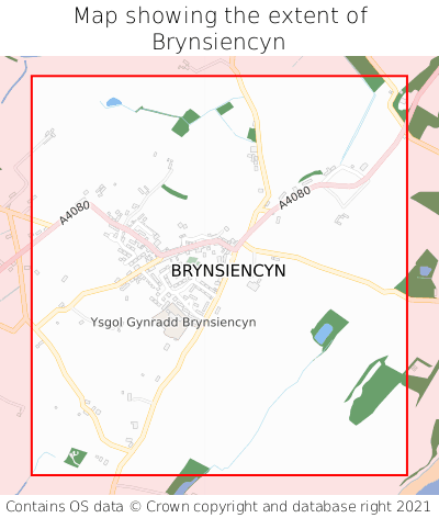 Map showing extent of Brynsiencyn as bounding box