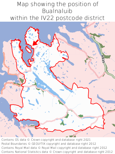 Map showing location of Bualnaluib within IV22