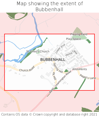 Map showing extent of Bubbenhall as bounding box