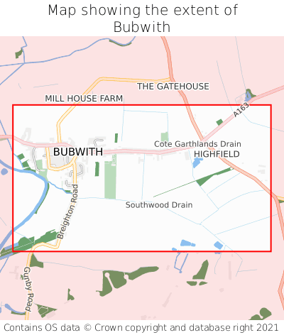 Map showing extent of Bubwith as bounding box