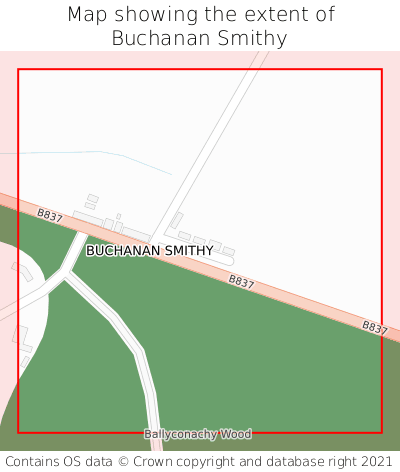 Map showing extent of Buchanan Smithy as bounding box