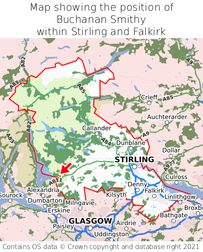 Map showing location of Buchanan Smithy within Stirling and Falkirk