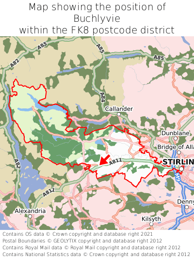 Map showing location of Buchlyvie within FK8