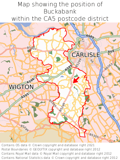 Map showing location of Buckabank within CA5