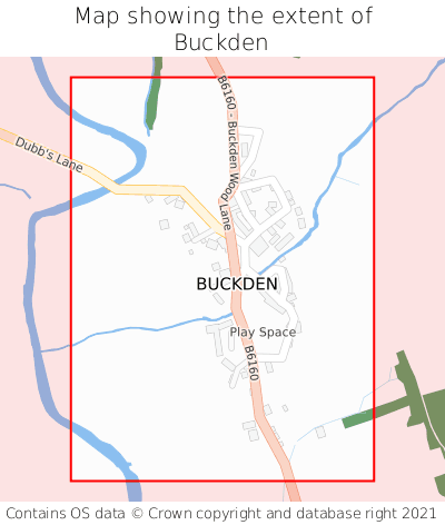 Map showing extent of Buckden as bounding box