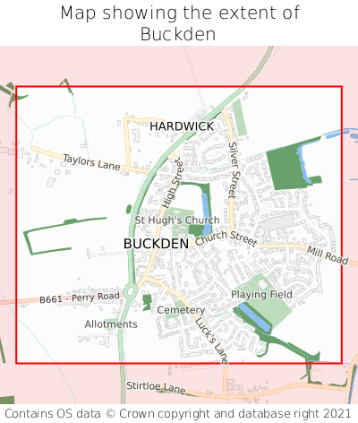 Map showing extent of Buckden as bounding box