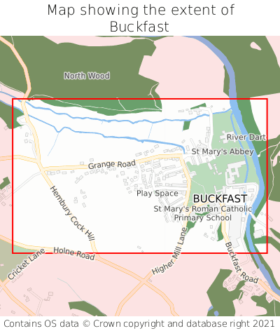 Map showing extent of Buckfast as bounding box