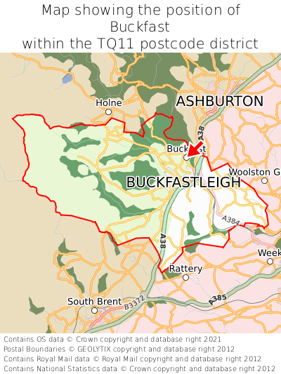 Map showing location of Buckfast within TQ11