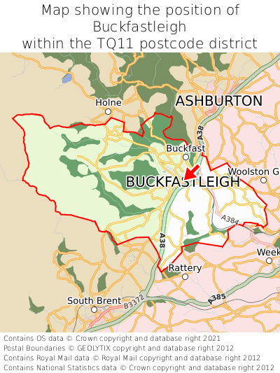 Map showing location of Buckfastleigh within TQ11