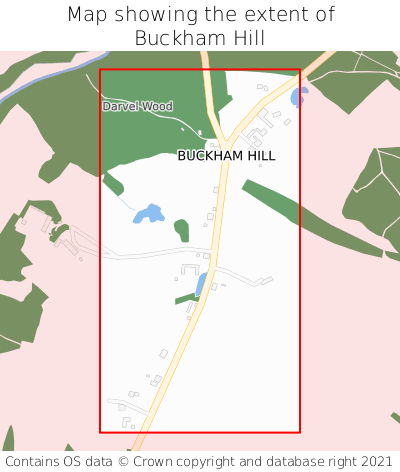 Map showing extent of Buckham Hill as bounding box