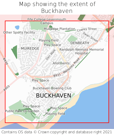 Map showing extent of Buckhaven as bounding box