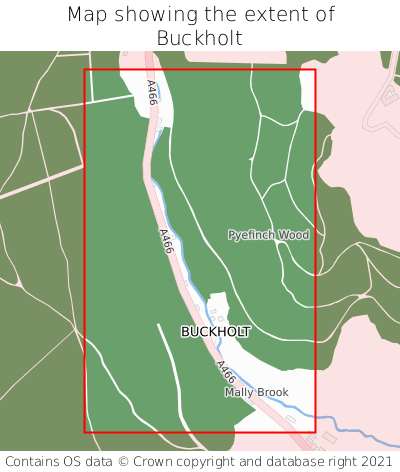 Map showing extent of Buckholt as bounding box