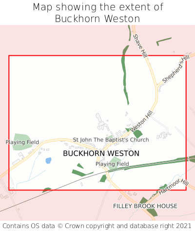 Map showing extent of Buckhorn Weston as bounding box