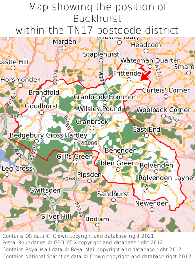 Map showing location of Buckhurst within TN17