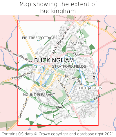 Map showing extent of Buckingham as bounding box