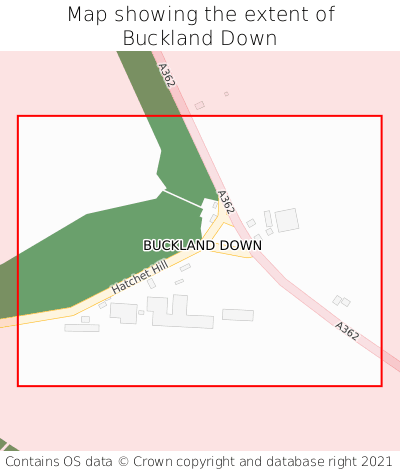 Map showing extent of Buckland Down as bounding box