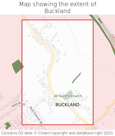 Map showing extent of Buckland as bounding box