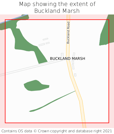 Map showing extent of Buckland Marsh as bounding box