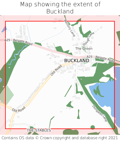 Map showing extent of Buckland as bounding box