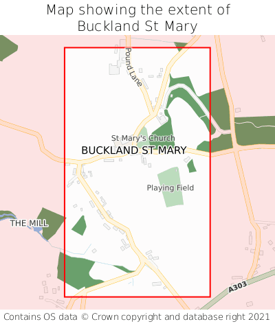 Map showing extent of Buckland St Mary as bounding box