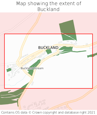 Map showing extent of Buckland as bounding box