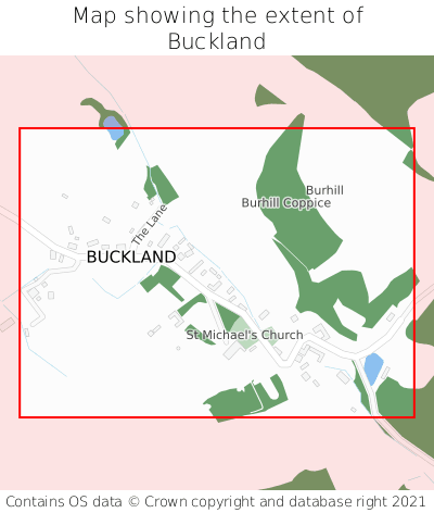 Map showing extent of Buckland as bounding box