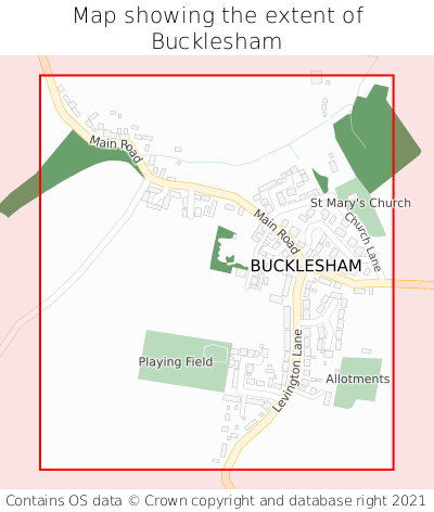 Map showing extent of Bucklesham as bounding box