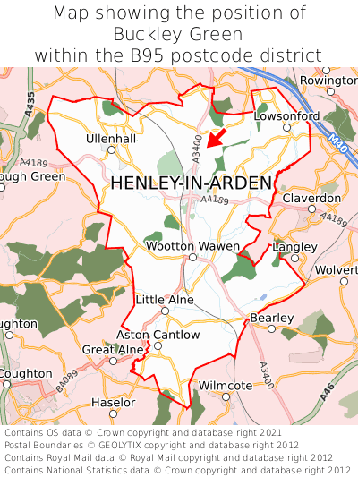 Map showing location of Buckley Green within B95
