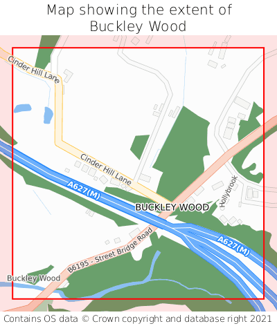 Map showing extent of Buckley Wood as bounding box