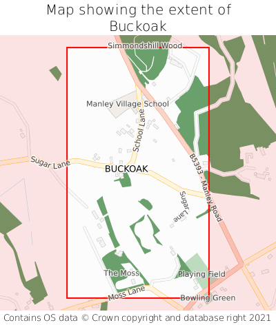 Map showing extent of Buckoak as bounding box