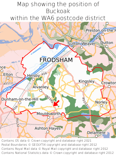 Map showing location of Buckoak within WA6