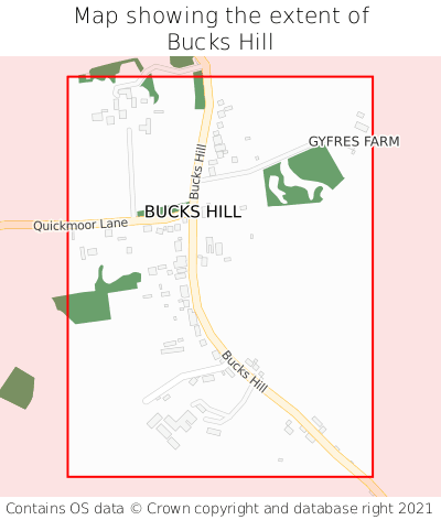 Map showing extent of Bucks Hill as bounding box