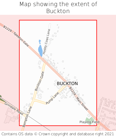 Map showing extent of Buckton as bounding box