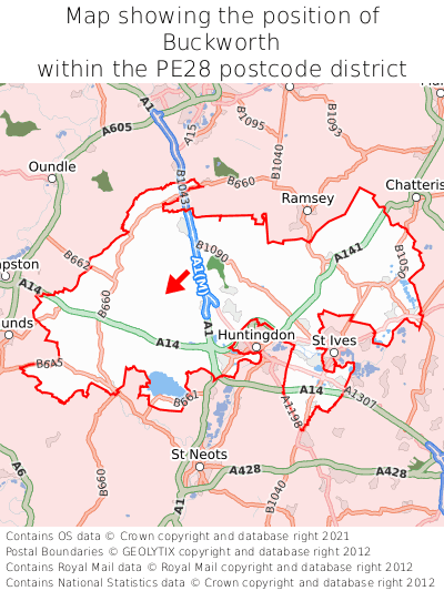 Map showing location of Buckworth within PE28