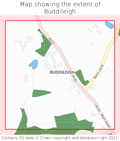 Map showing extent of Buddileigh as bounding box