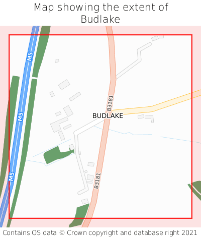 Map showing extent of Budlake as bounding box