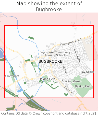 Map showing extent of Bugbrooke as bounding box